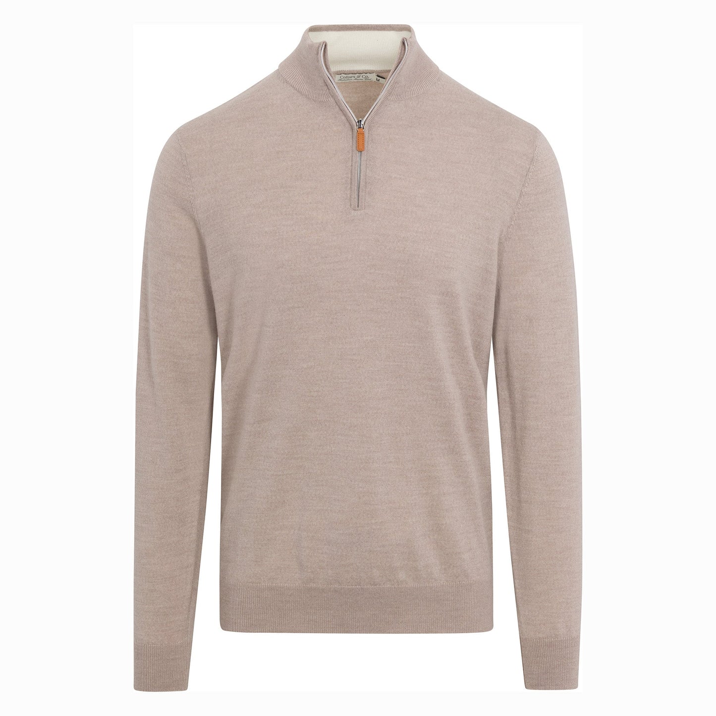 Oatmeal Cashmere Touch Australian Merino Quarter Zip Sweater
